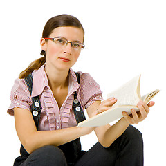 Image showing girl in glasses with a book
