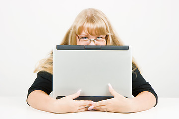 Image showing blonde with a laptop