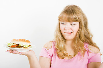 Image showing girl and a burger
