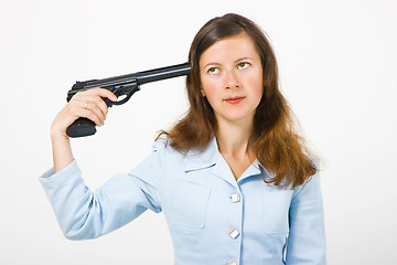 Image showing girl with gun