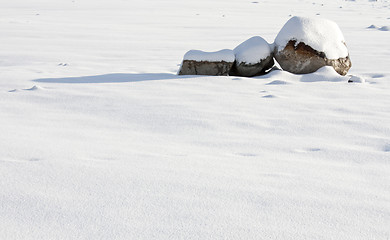 Image showing Snow covered rocks