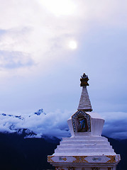 Image showing White stupa under the sun