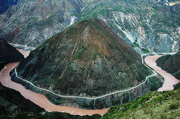 Image showing Landscape of mountains and river