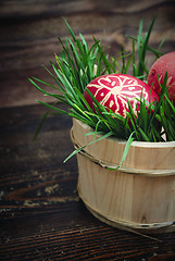 Image showing Red easter eggs