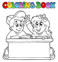 Image showing Coloring book with two pupils