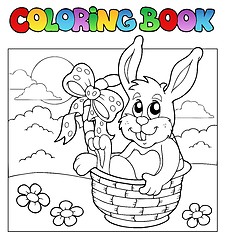 Image showing Coloring book with bunny in basket