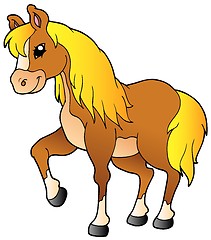 Image showing Cartoon walking horse