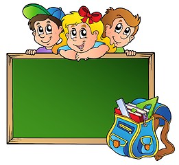 Image showing Board with children and school bag