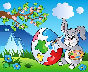 Image showing Spring meadow with bunny artist