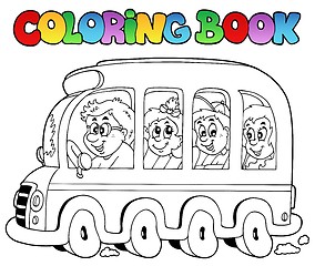 Image showing Coloring book with school bus