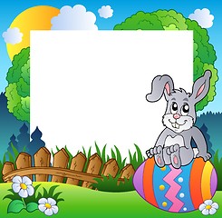 Image showing Easter frame with bunny on egg