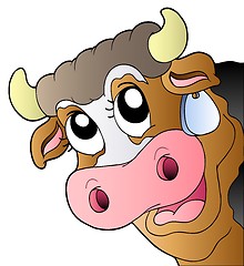 Image showing Cartoon lurking cow