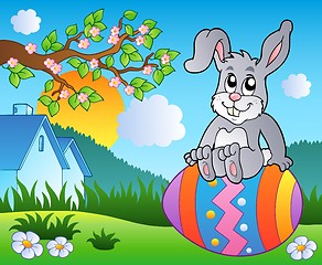 Image showing Meadow with bunny on Easter egg