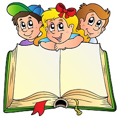 Image showing Three children with opened book