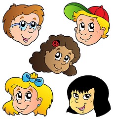 Image showing Various children faces collection