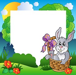 Image showing Easter frame with bunny in basket