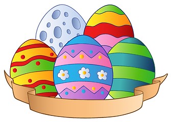 Image showing Easter eggs with banner