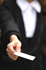 Image showing business woman give card