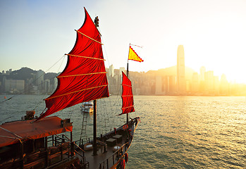 Image showing sailboat in Hong Kong harbor
