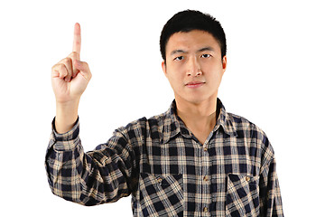 Image showing man pointing up