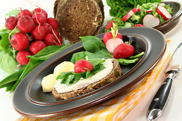 Image showing Wild garlic canapé