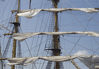 Image showing Mast of a tall ship