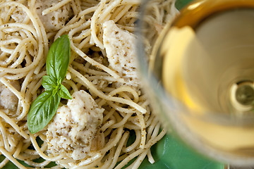 Image showing Garlic Chicken Pesto Pasta with Olive Oil