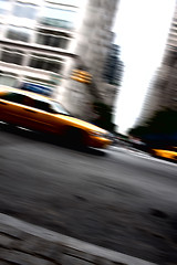 Image showing Speeding Yellow Taxi Cab Motion Blur