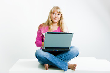 Image showing blonde with a laptop
