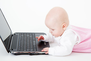 Image showing little kid with a laptop