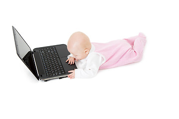 Image showing baby with laptop