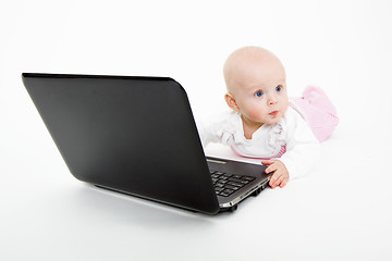 Image showing baby with laptop