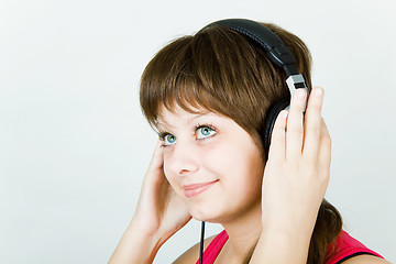 Image showing portrait of a girl music lover