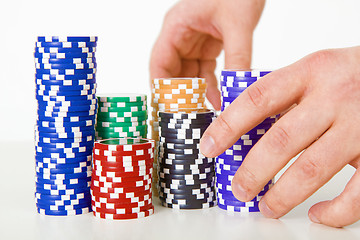 Image showing poker chips and hands