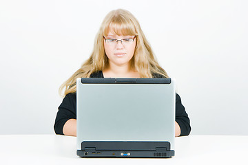 Image showing blonde with a laptop