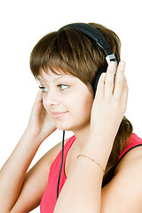 Image showing girl teenager in the headphones