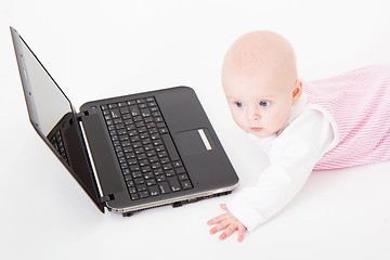 Image showing baby with laptop