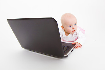 Image showing baby with laptop