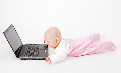 Image showing baby with laptop