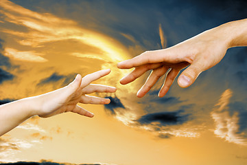 Image showing hands against the sky