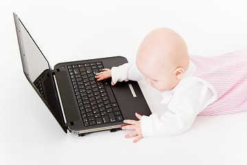 Image showing baby with laptop