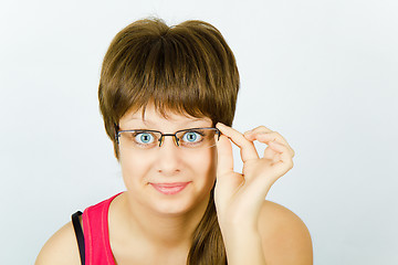 Image showing surprised girl in glasses