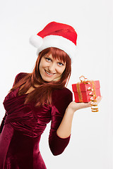 Image showing girl in a Christmas hat