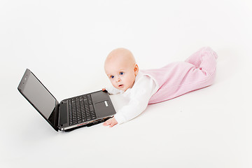 Image showing baby with laptop