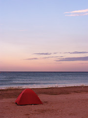 Image showing Tent on a beach