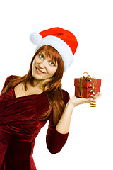 Image showing girl in a Christmas hat