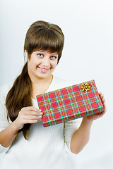 Image showing young woman with a gift