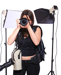 Image showing Young woman photographer