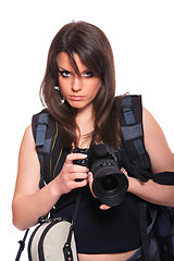 Image showing Young woman photographer