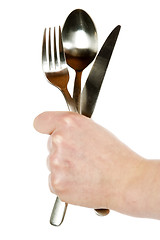 Image showing Knife, Fork and Spoon